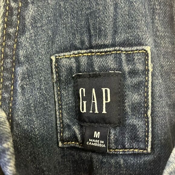 GAP Blue Faded Adjustable Razorback Overalls Pockets and Side Buttons- Medium - Picture 11 of 16
